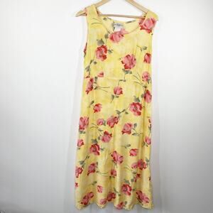 Vtg Y2K Floral Dress Women Sz M Cottagecore Feminine Garden Party Spring Fairy